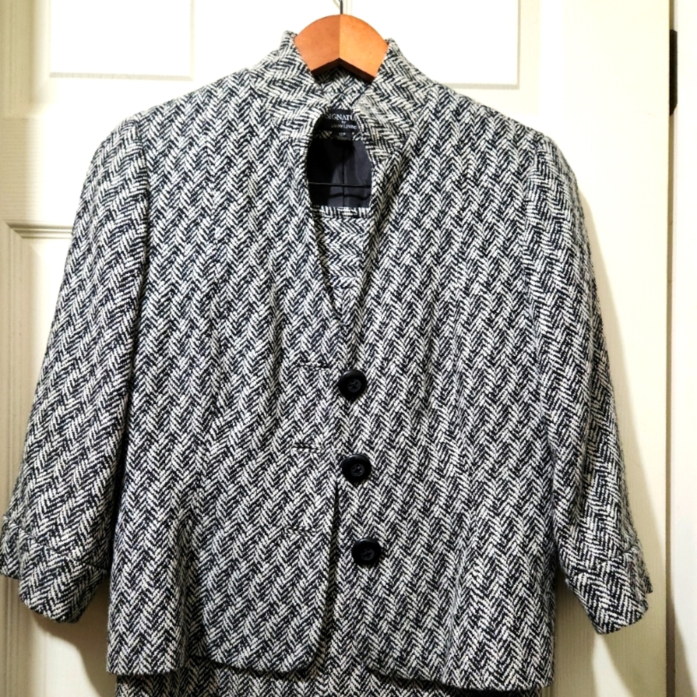 Signature by Larry Levine petite tweed wool blend skirt 3